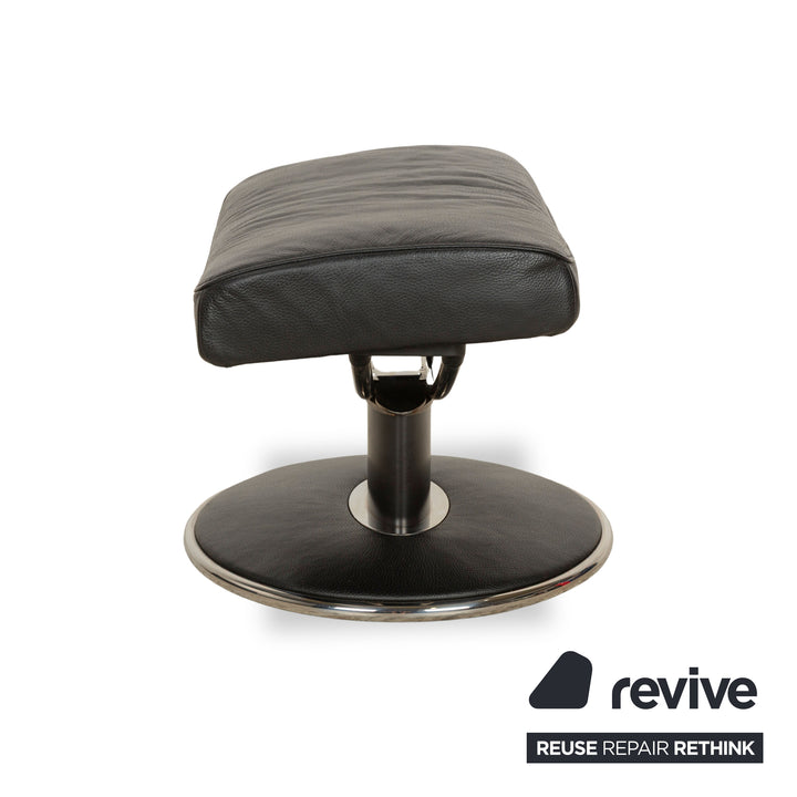 Tabouret Stressless Jazz en cuir noir, fonction manuelle
