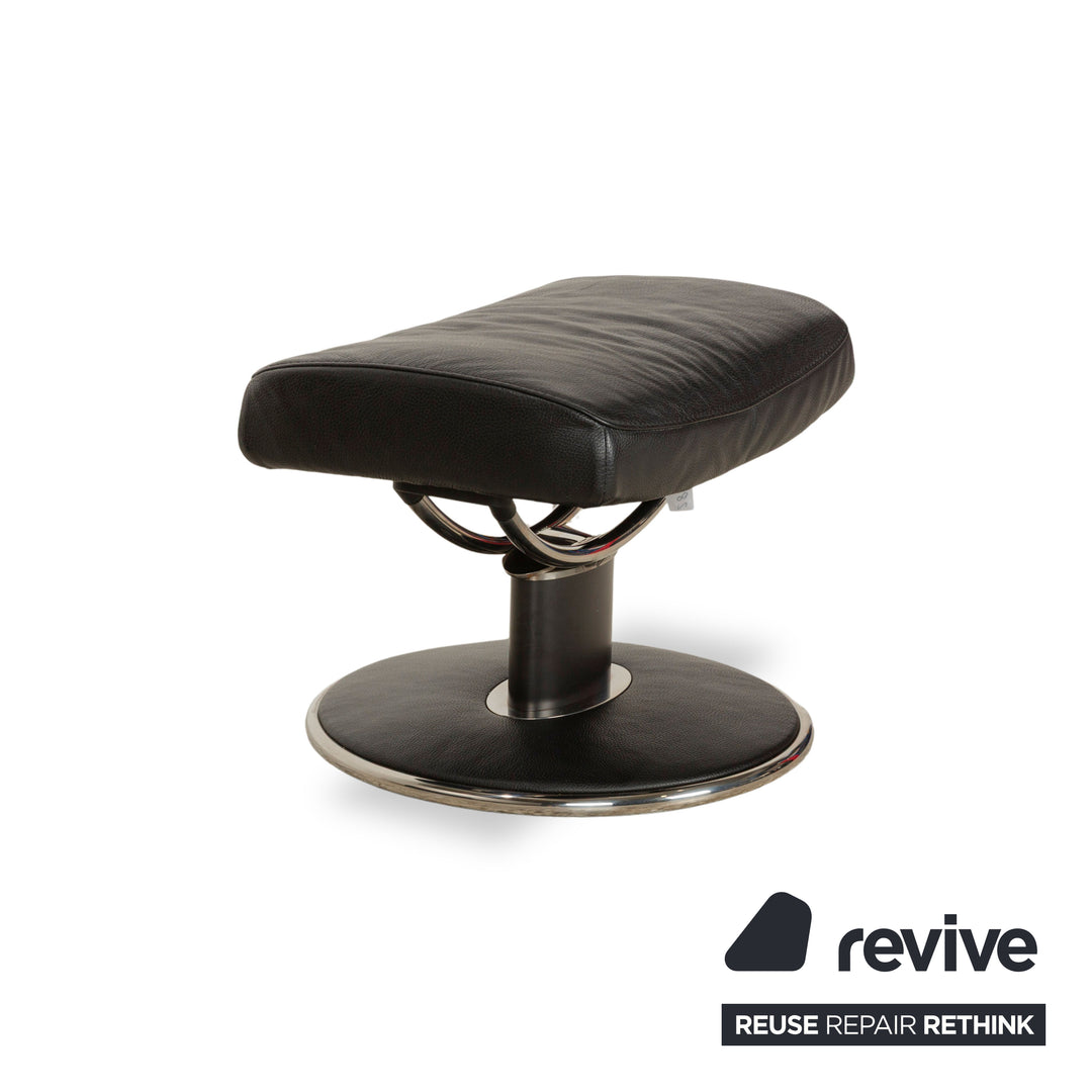 Tabouret Stressless Jazz en cuir noir, fonction manuelle