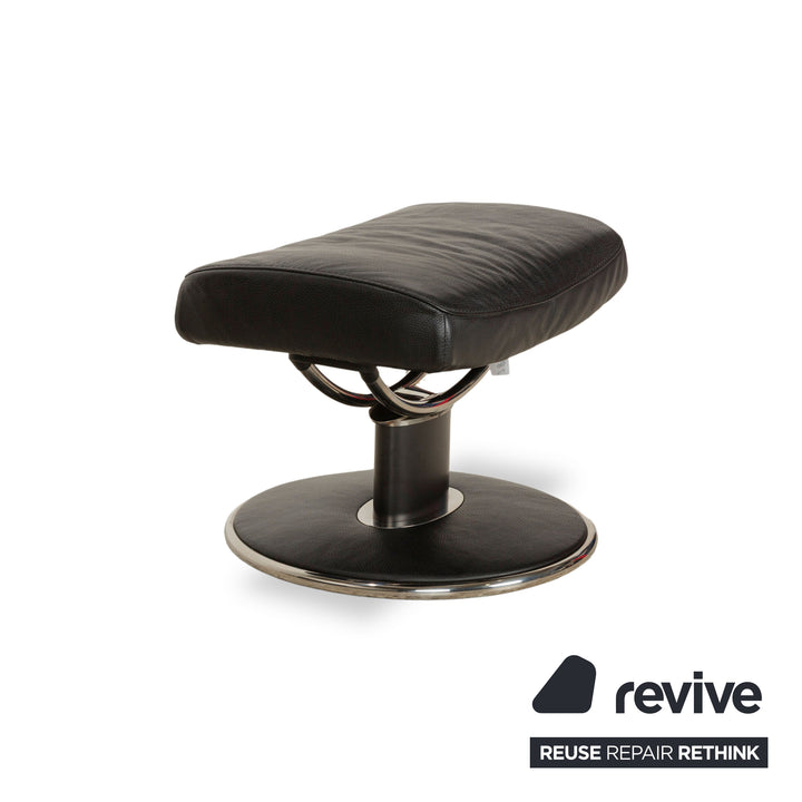 Tabouret Stressless Jazz en cuir noir, fonction manuelle