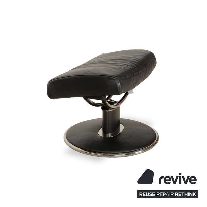 Tabouret Stressless Jazz en cuir noir, fonction manuelle