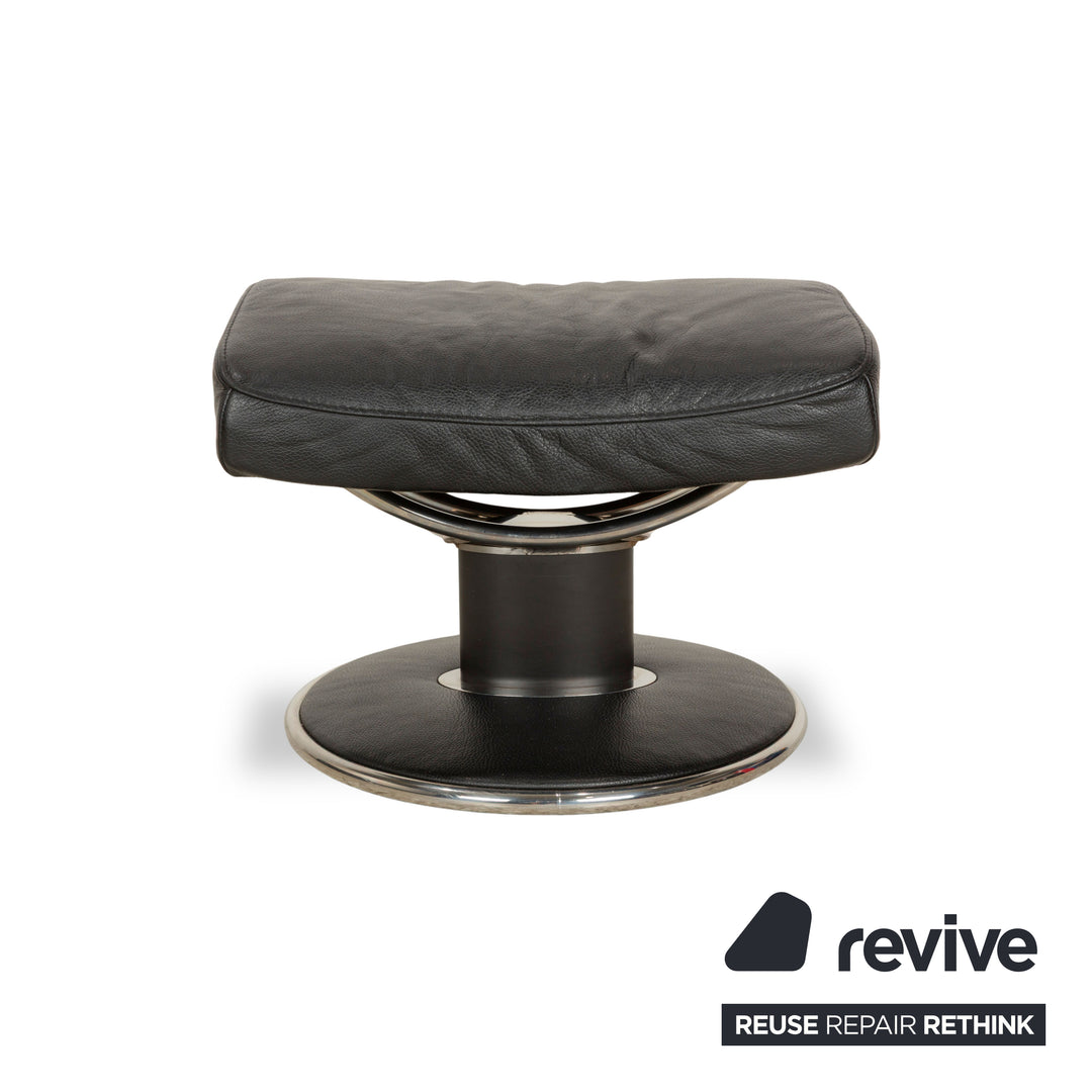 Tabouret Stressless Jazz en cuir noir, fonction manuelle
