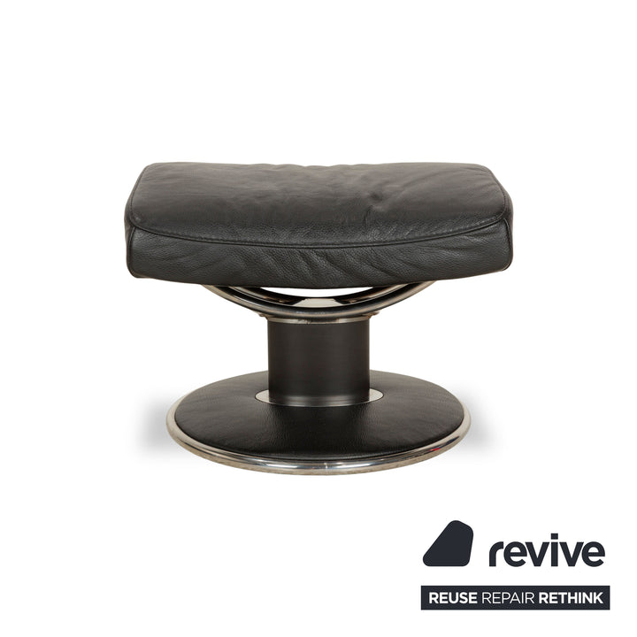 Tabouret Stressless Jazz en cuir noir, fonction manuelle
