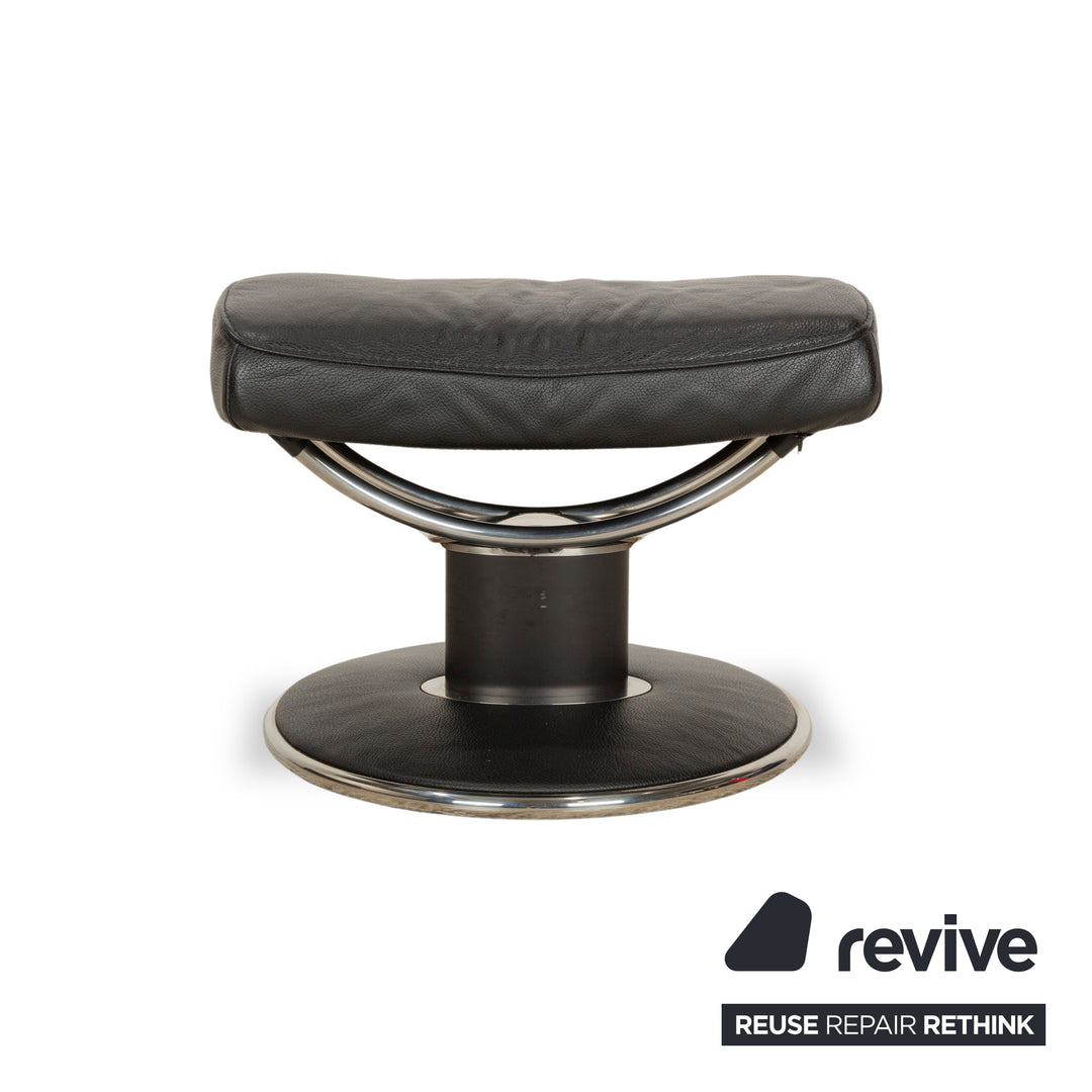 Tabouret Stressless Jazz en cuir noir, fonction manuelle