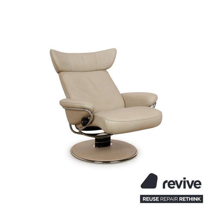 Stressless Jazz Leder Sessel Creme manuelle Funktion