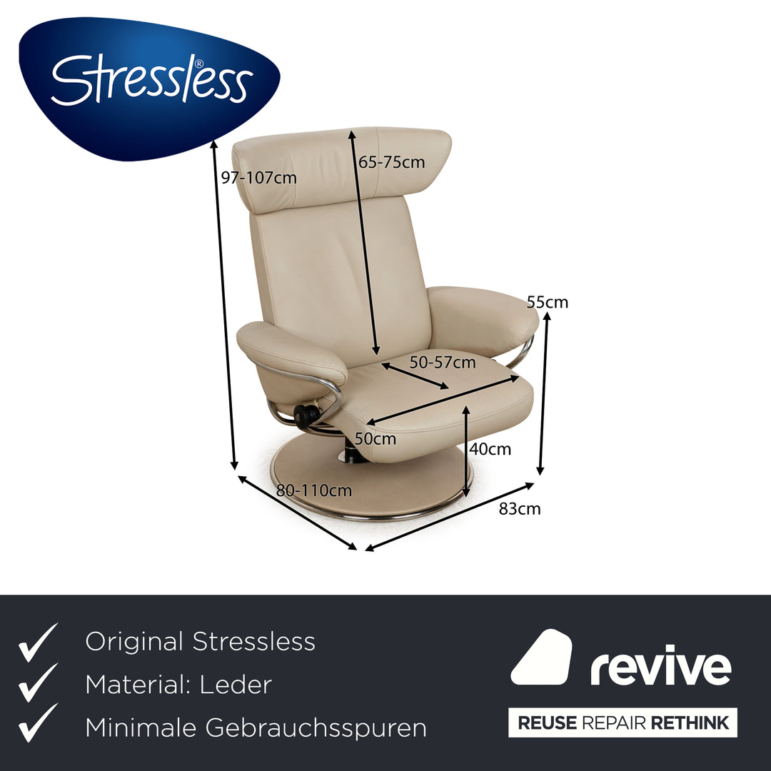 Stressless Jazz Leder Sessel Creme manuelle Funktion