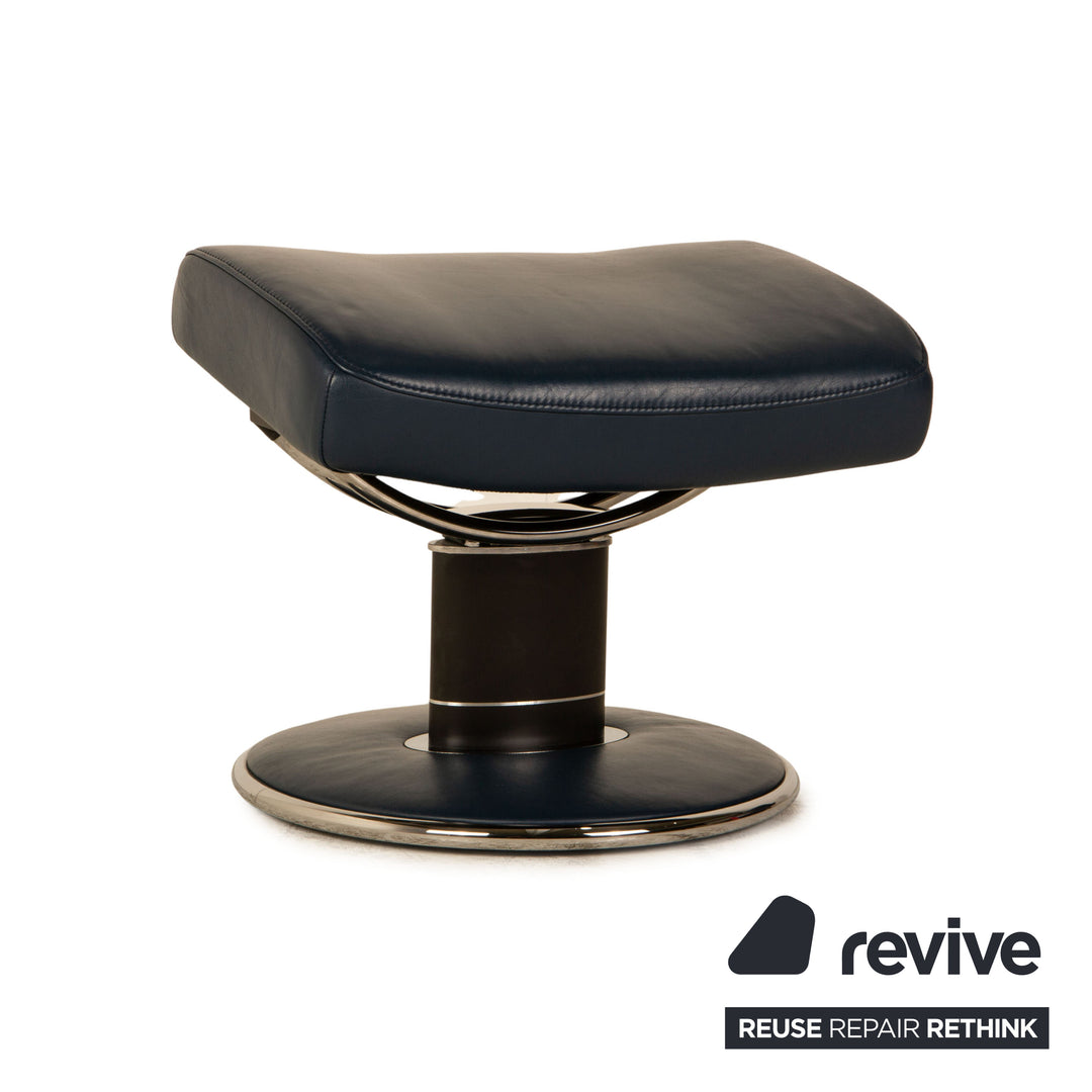 Stressless Jazz Leder Sessel Garnitur inkl. Hocker Blau Dunkelblau