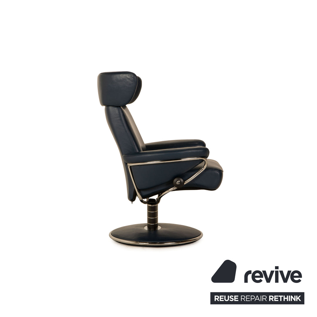 Stressless Jazz Leder Sessel Garnitur inkl. Hocker Blau Dunkelblau