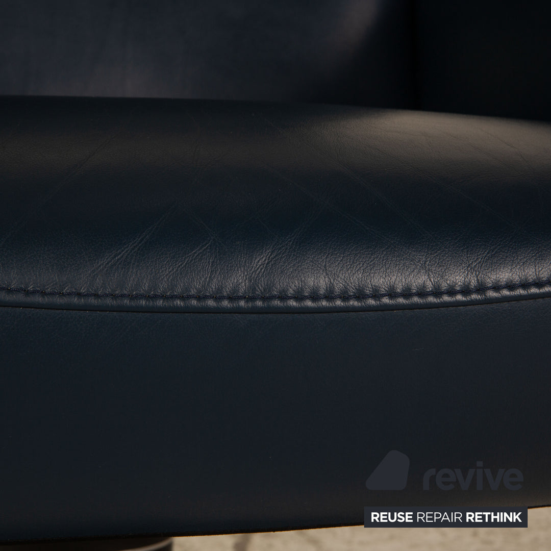 Stressless Jazz Leder Sessel Garnitur inkl. Hocker Blau Dunkelblau