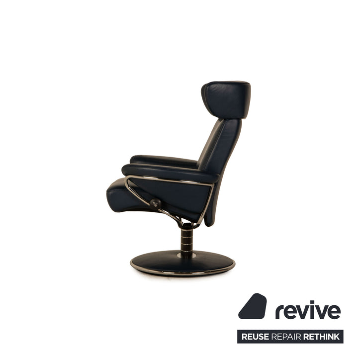 Stressless Jazz Leder Sessel Garnitur inkl. Hocker Blau Dunkelblau