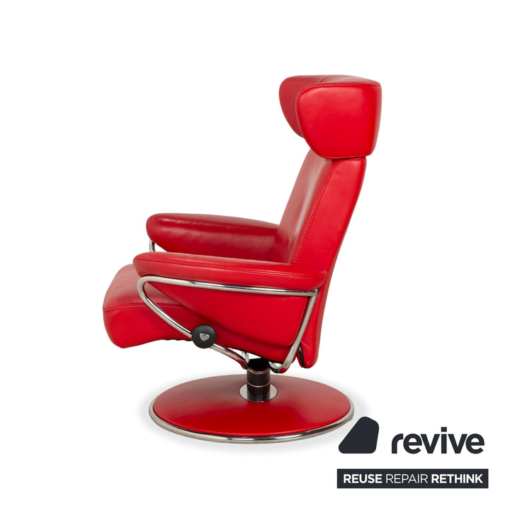 Stressless Jazz Leather Recliner Size M Chili Red Manual Function with Headrest