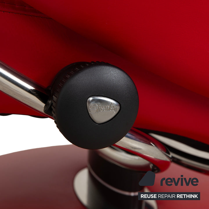 Stressless Jazz Leather Recliner Size M Chili Red Manual Function with Headrest