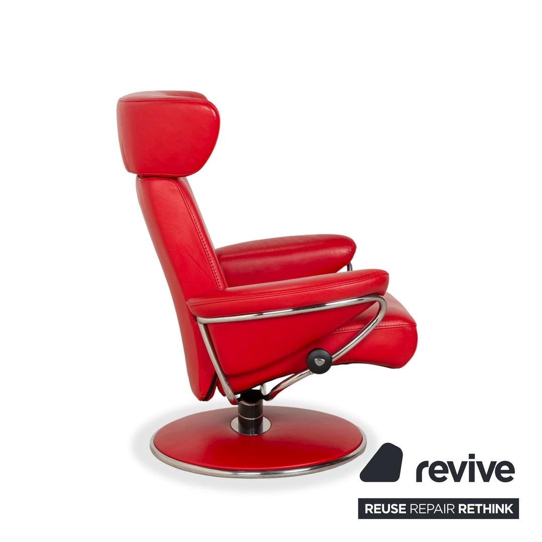 Fauteuil inclinable Stressless Jazz en cuir rouge chili, taille M, à réglage manuel, avec appui-tête