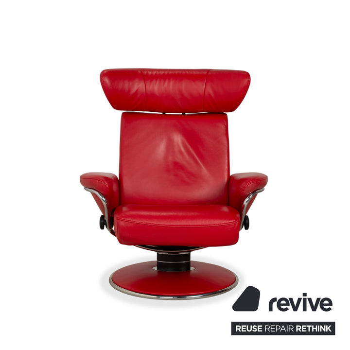 Stressless Jazz Leather Recliner Size M Chili Red Manual Function with Headrest