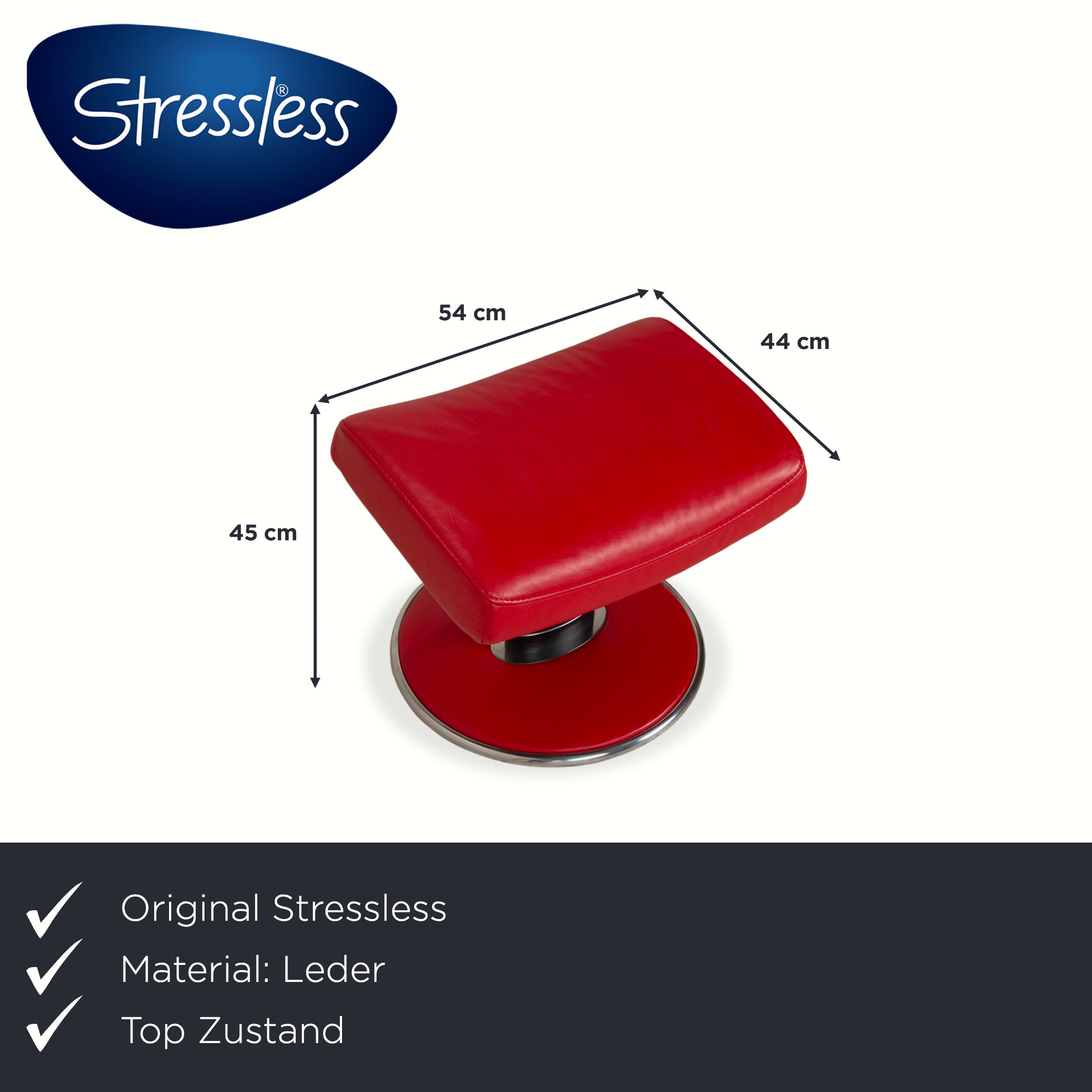Stressless Jazz Leder Sessel Größe M Chilli Rot manuelle Funktion mit Kopfstütze
