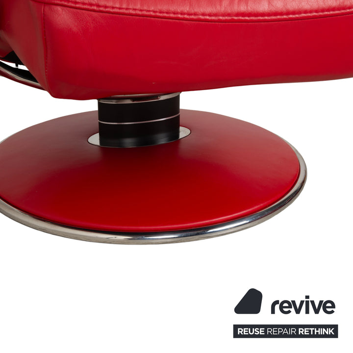 Fauteuil inclinable Stressless Jazz en cuir rouge chili, taille M, à réglage manuel, avec appui-tête