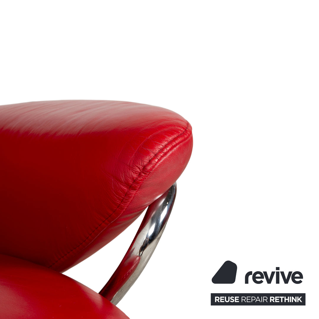 Fauteuil inclinable Stressless Jazz en cuir rouge chili, taille M, à réglage manuel, avec appui-tête