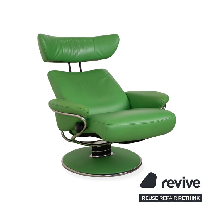Fauteuil inclinable Stressless Jazz en cuir vert avec repose-pieds et fonction inclinable