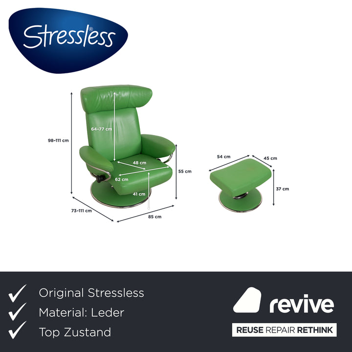 Fauteuil inclinable Stressless Jazz en cuir vert avec repose-pieds et fonction inclinable