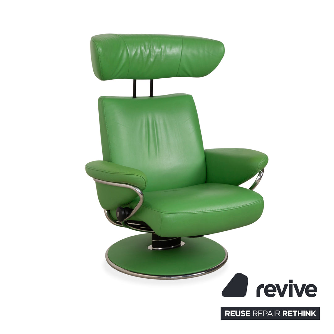 Fauteuil inclinable Stressless Jazz en cuir vert avec repose-pieds et fonction inclinable