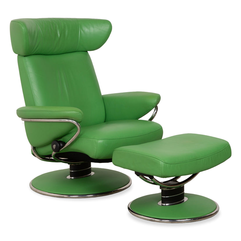 Stressless Jazz Leather Recliner Green incl. Footstool Reclining Function