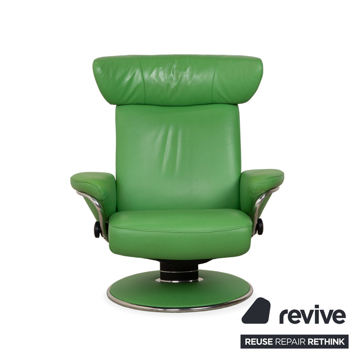 Fauteuil inclinable Stressless Jazz en cuir vert avec repose-pieds et fonction inclinable