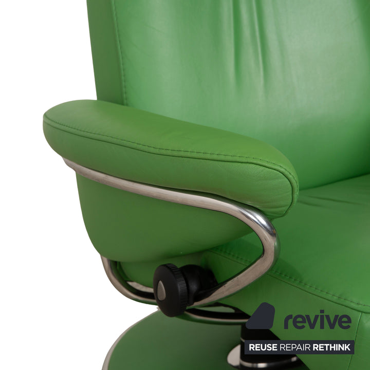 Fauteuil inclinable Stressless Jazz en cuir vert avec repose-pieds et fonction inclinable