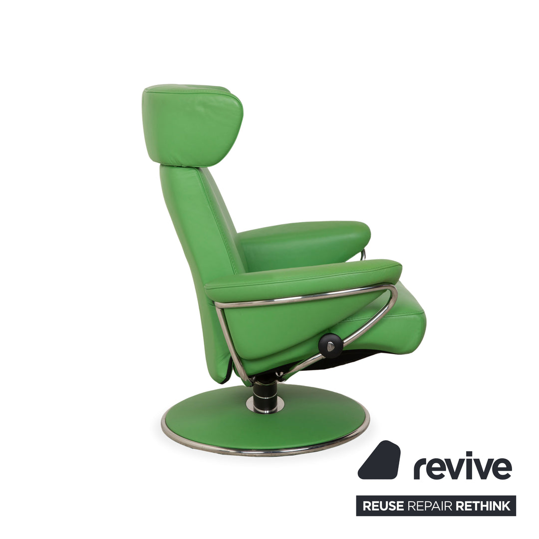 Fauteuil inclinable Stressless Jazz en cuir vert avec repose-pieds et fonction inclinable