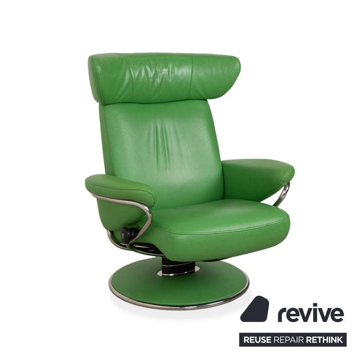 Fauteuil inclinable Stressless Jazz en cuir vert avec repose-pieds et fonction inclinable