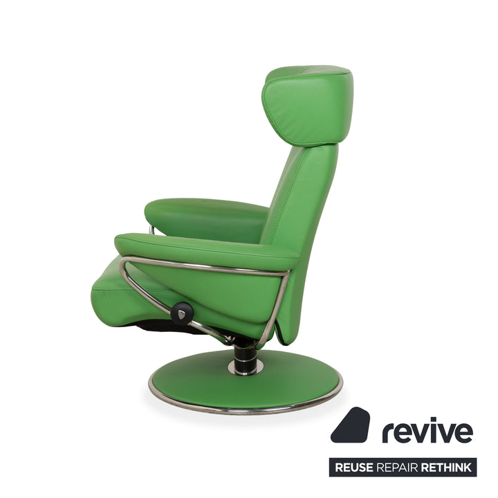 Fauteuil inclinable Stressless Jazz en cuir vert avec repose-pieds et fonction inclinable