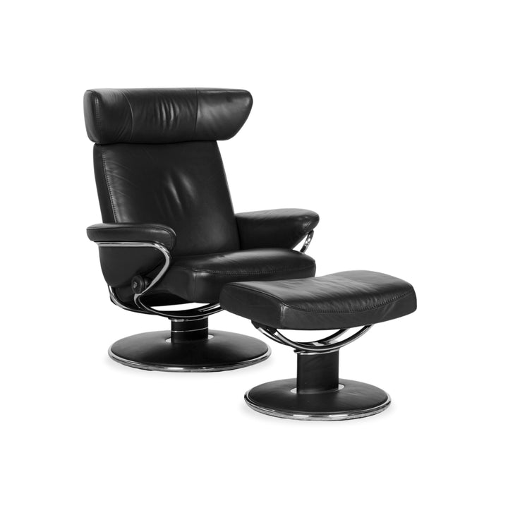 Stressless Jazz Leather Armchair incl. Footstool Blue Grey