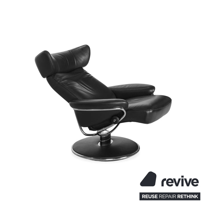 Stressless Jazz Leather Armchair incl. Footstool Blue Grey