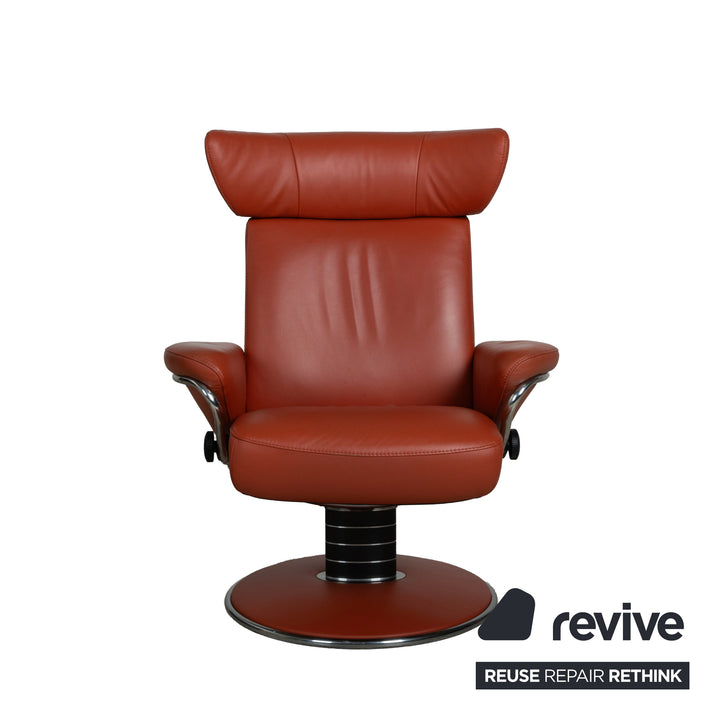 Stressless Jazz Leder Sessel Rot Braun Rost manuelle Funktion Größe M