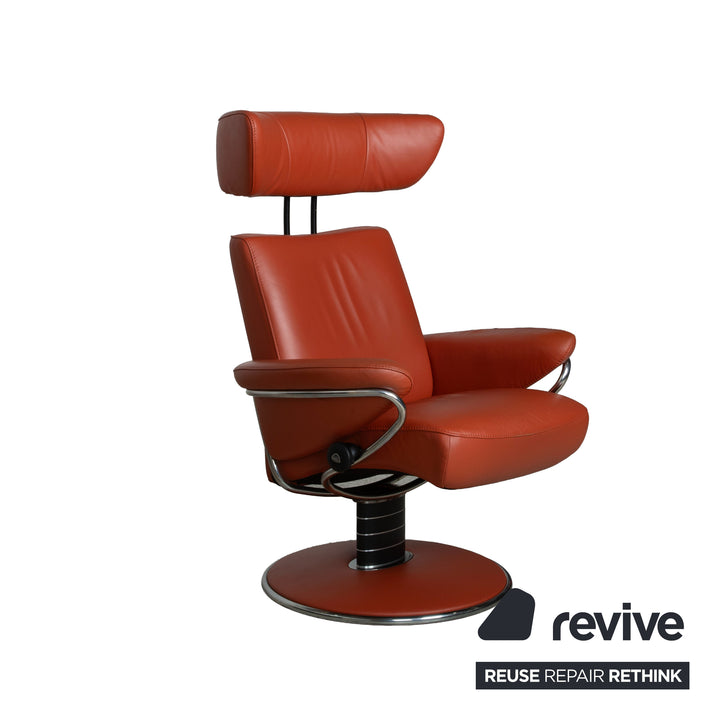 Stressless Jazz Leder Sessel Rot Braun Rost manuelle Funktion Größe M