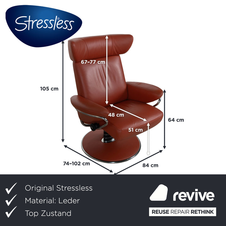 Stressless Jazz Leder Sessel Rot Braun Rost manuelle Funktion Größe M