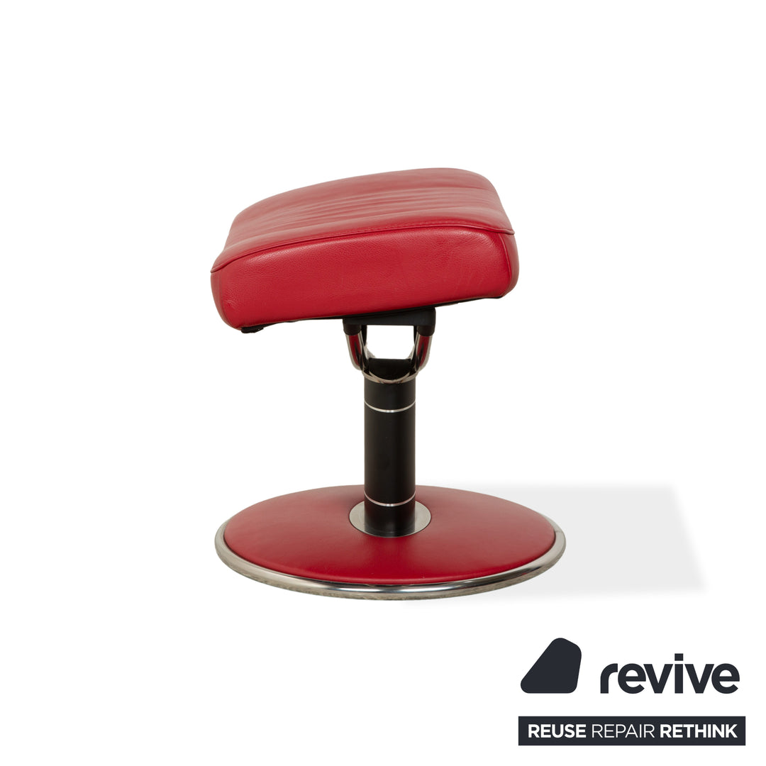 Stressless Jazz Leder Sessel Rot manuelle Funktion mit Hocker komfortabler Relaxsessel Loungesessel Weinrot Bordeaux