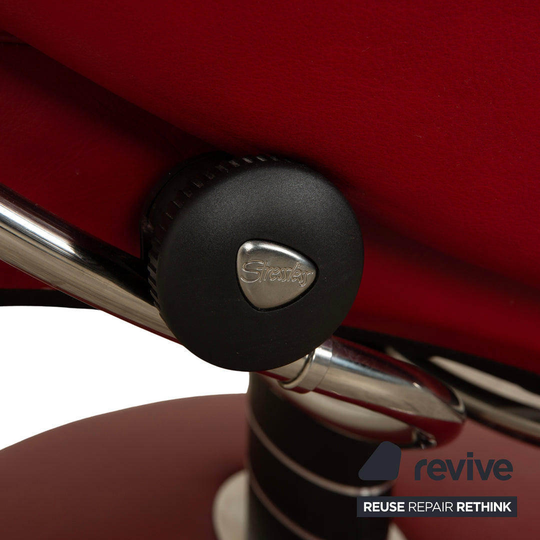Fauteuil inclinable Stressless Jazz en cuir rouge, à réglage manuel, avec repose-pieds, taille M