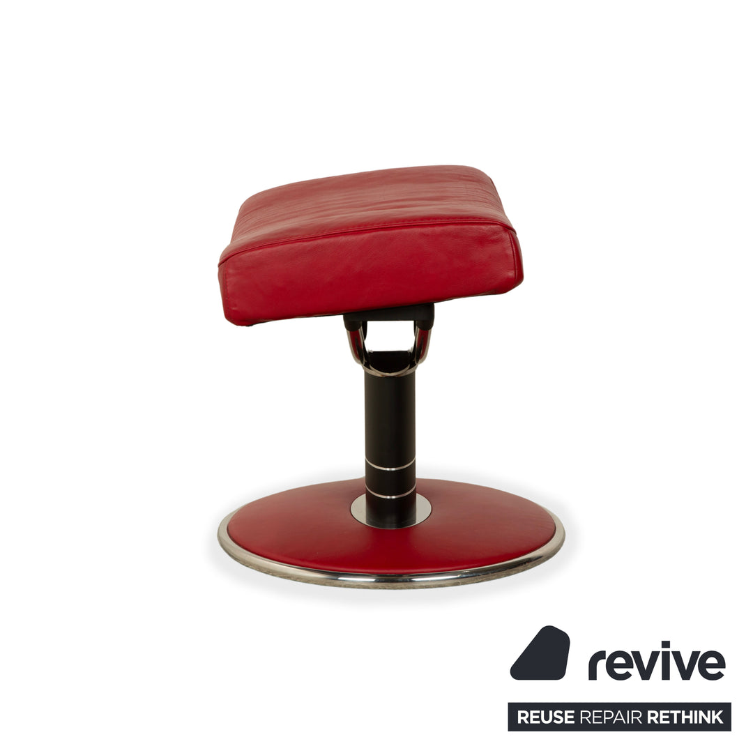 Fauteuil inclinable Stressless Jazz en cuir rouge, à réglage manuel, avec repose-pieds, taille M