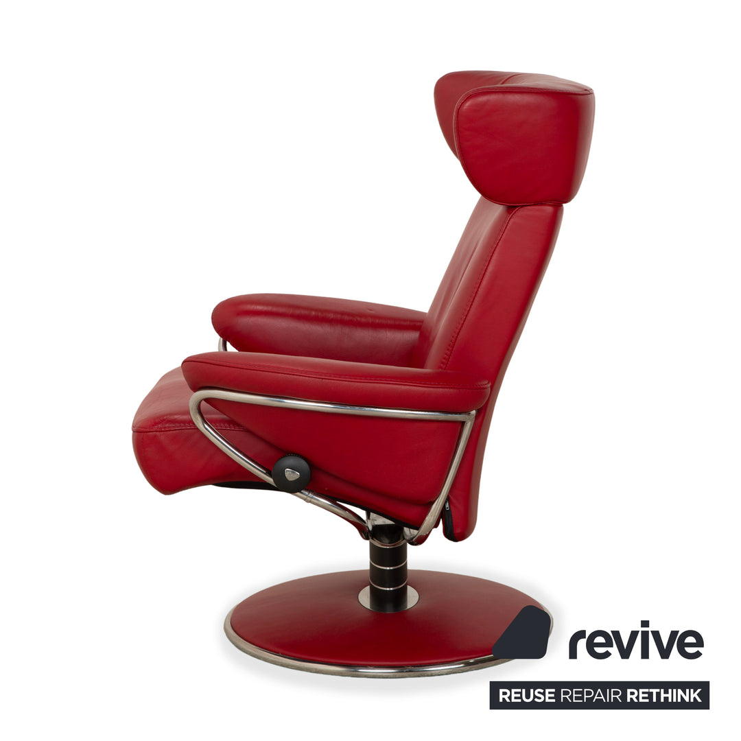 Fauteuil inclinable Stressless Jazz en cuir rouge, à réglage manuel, avec repose-pieds, taille M