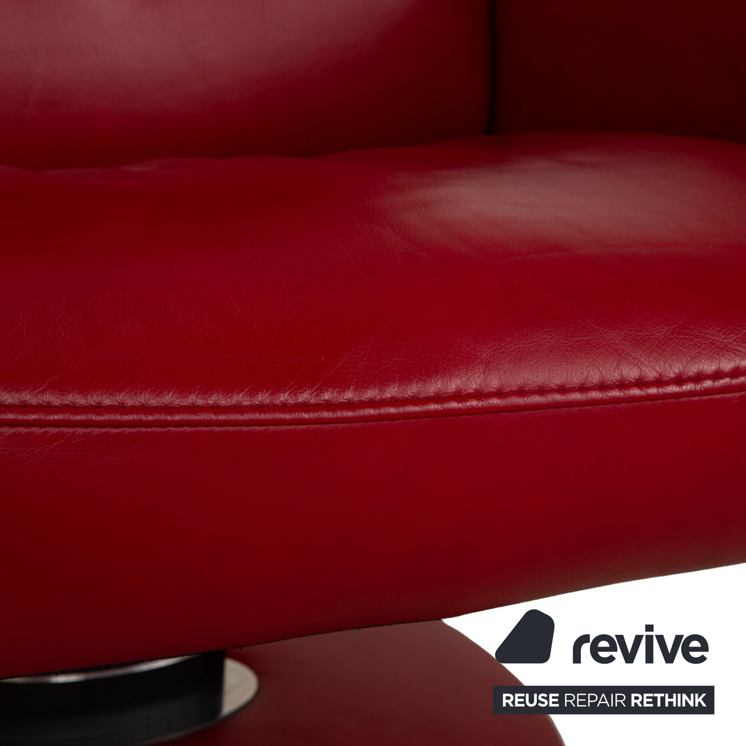Fauteuil inclinable Stressless Jazz en cuir rouge, à réglage manuel, avec repose-pieds, taille M