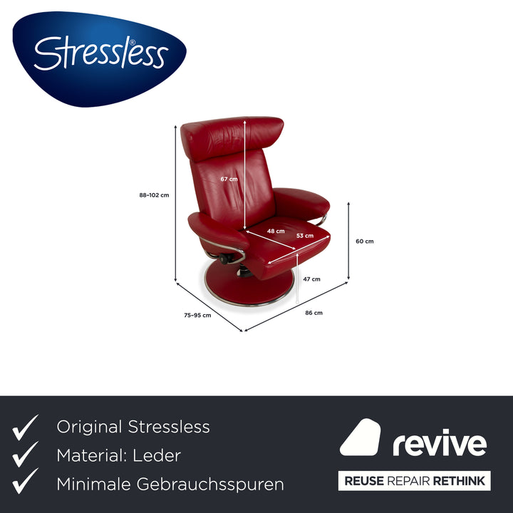 Fauteuil inclinable Stressless Jazz en cuir rouge, à réglage manuel, avec repose-pieds, taille M