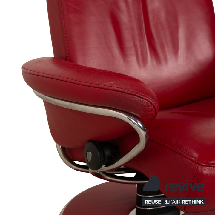 Fauteuil inclinable Stressless Jazz en cuir rouge, à réglage manuel, avec repose-pieds, taille M