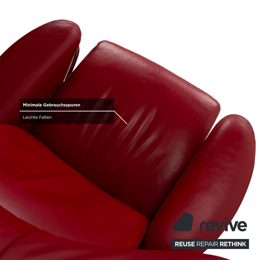 Fauteuil inclinable Stressless Jazz en cuir rouge, à réglage manuel, avec repose-pieds, taille M