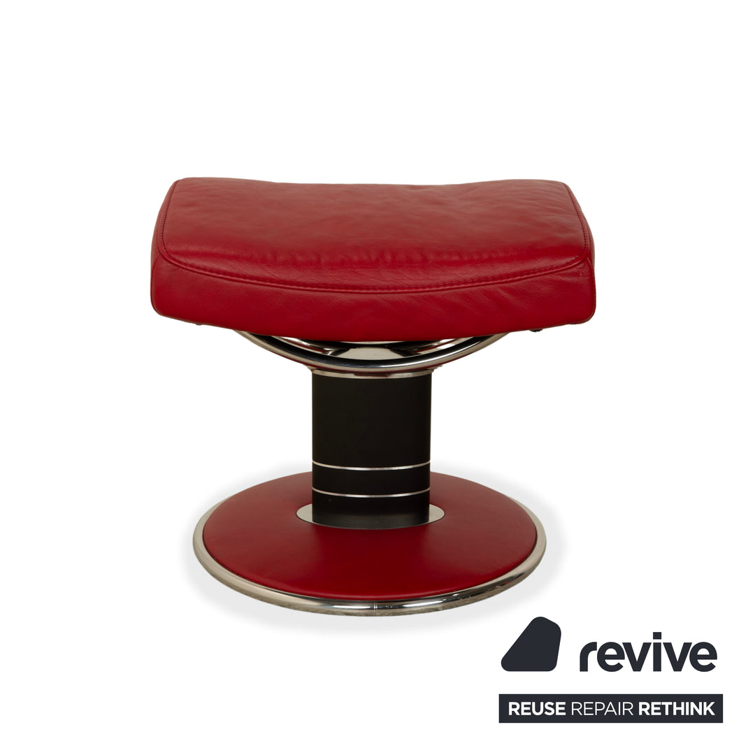 Fauteuil inclinable Stressless Jazz en cuir rouge, à réglage manuel, avec repose-pieds, taille M