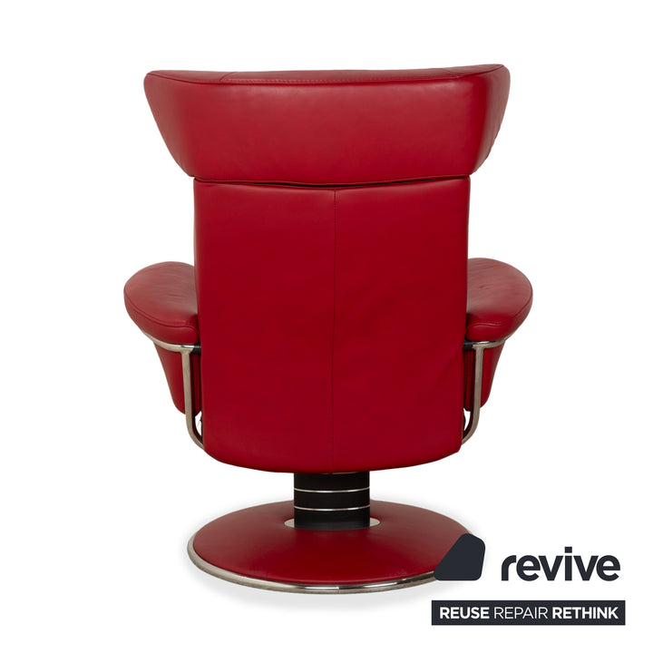 Fauteuil inclinable Stressless Jazz en cuir rouge, à réglage manuel, avec repose-pieds, taille M