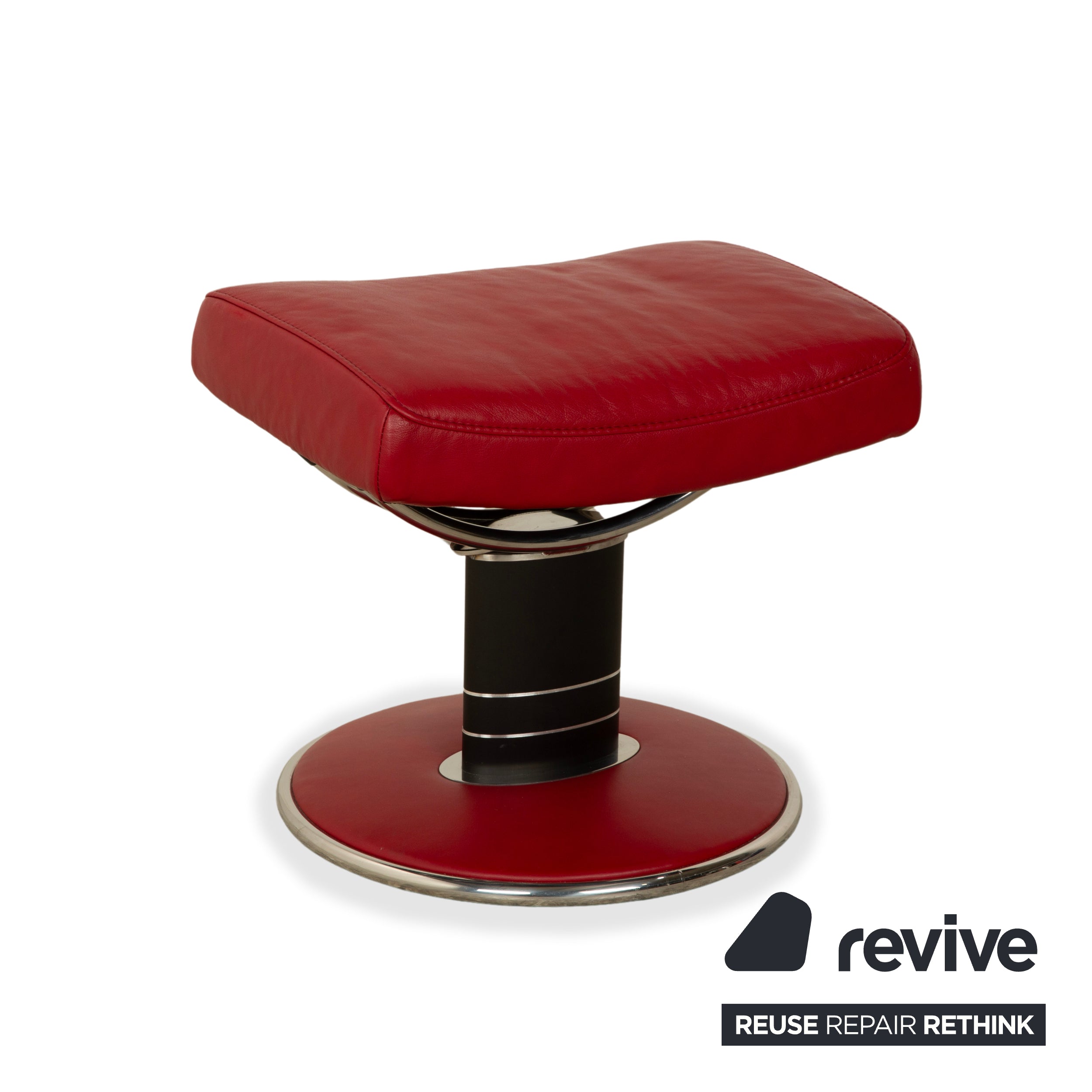 Stressless Jazz Leather Recliner, Red, Manual Function, Includes Footstool, Size M