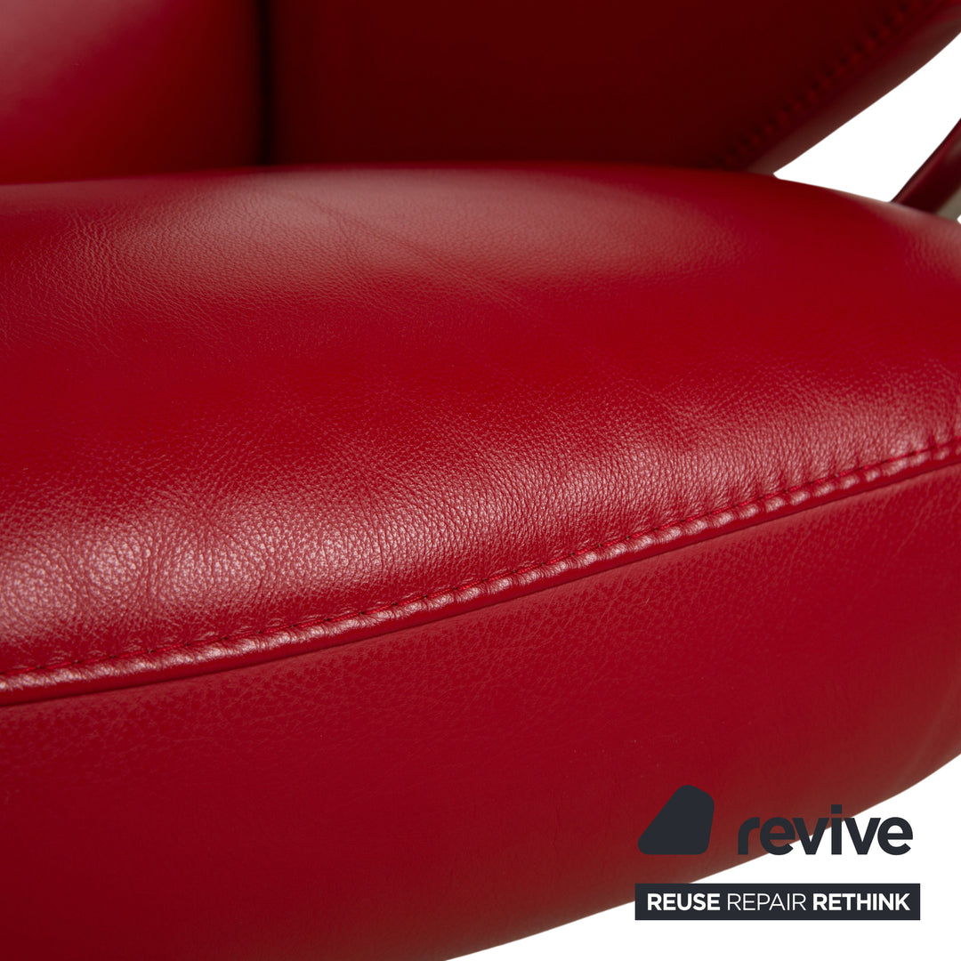 Stressless Jazz Leder Sessel Rot manuelle Funktion mit Hocker komfortabler Relaxsessel Loungesessel Weinrot Bordeaux