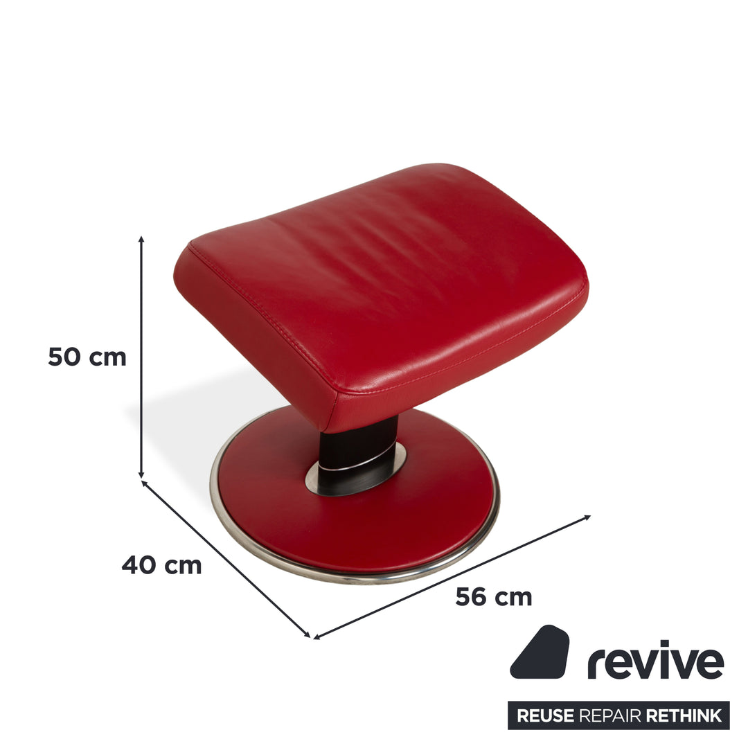 Stressless Jazz Leder Sessel Rot manuelle Funktion mit Hocker komfortabler Relaxsessel Loungesessel Weinrot Bordeaux