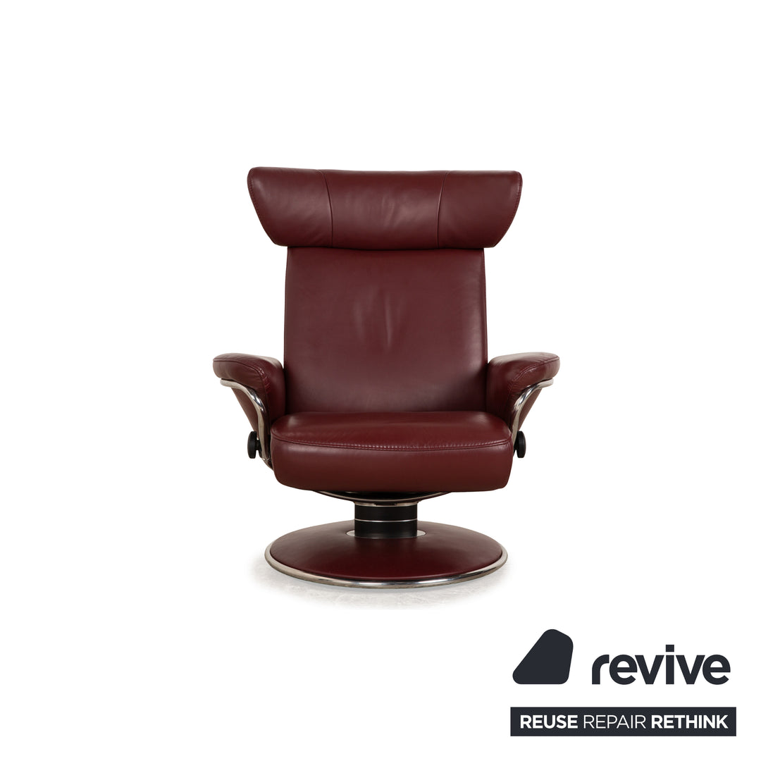 Fauteuil Cuir Jazz Stressless Rouge Vin Rouge Fonction Manuelle