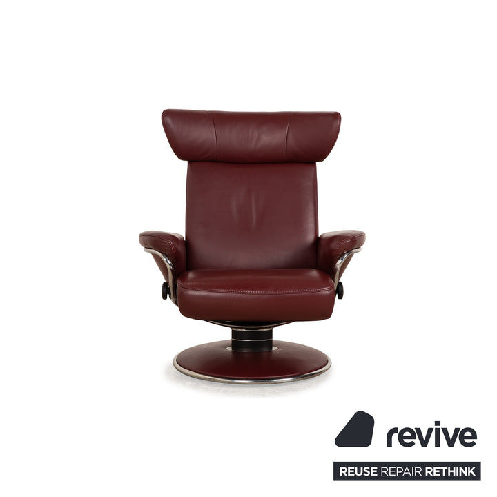 Stressless Jazz Leather Armchair Red Wine Red Manual Function