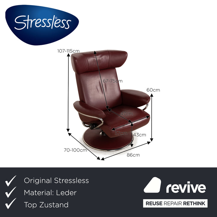 Stressless Jazz Leather Armchair Red Wine Red Manual Function